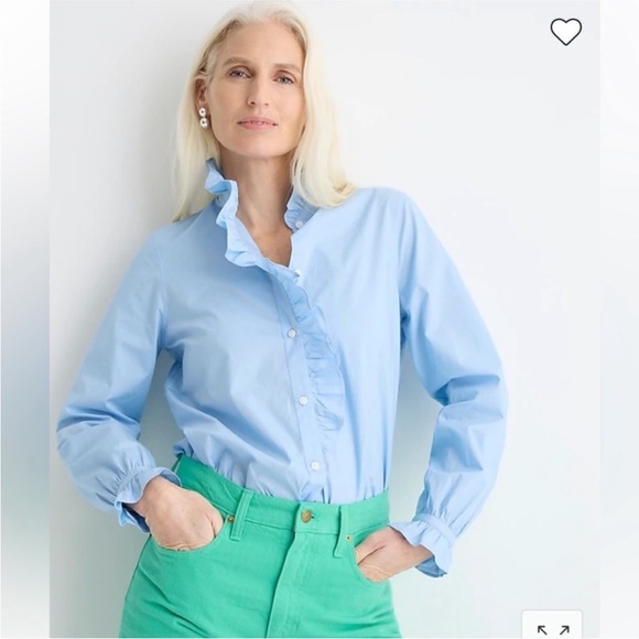 NWT J Crew Cottage Top in Cotton Poplin in Frozen Lake Blue, Size 4 - Picture 2 of 6